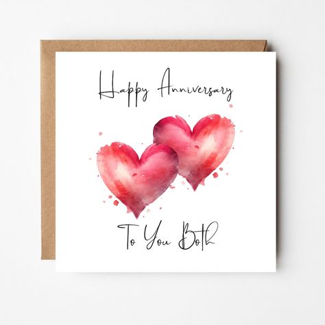 Happy Anniversary Card to You Both Greeting Card for a - Etsy Canada Greeting Card For Parents, Happy Anniversary Mum And Dad, Watercolor Anniversary Card, Homemade Anniversary Cards, Card For Parents, Anniversary Cards For Couple, Watercolour Heart, Happy Anniversary Card, Anniversary Cards Handmade