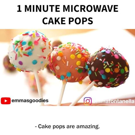 1 Minute Microwave CAKE POPS! The EASIEST way to make Cake Pops! | 1 Minute Microwave CAKE POPS! The EASIEST way to make Cake Pops! | By Emma's Goodies | Facebook Emmas Goodies, Emma's Goodies, 1 Minute Mug Cakes, Make Cake Pops, Microwave Cake, Funfetti Cake Mix, Cake Pops How To Make, Eggless Baking, Cake Pop Recipe