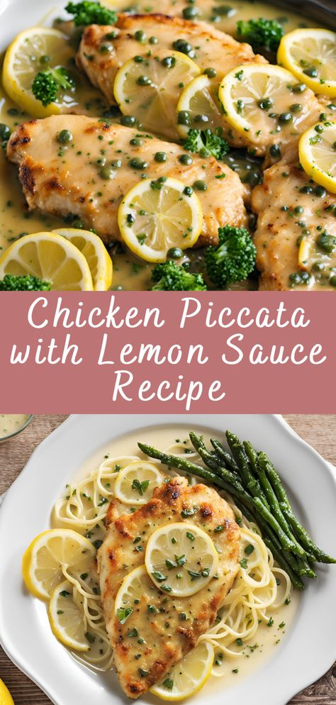 Chicken Piccata with Lemon Sauce Recipe | Cheff Recipes Lemon Piccata Sauce Recipe, Chicken Piccata With Lemon Caper Sauce, Chicken Piccata Olive Garden Copycat Recipe, Lemon Chicken With Capers Recipe, Lemon Chicken Piccata Recipe With Capers, Chicken With Lemon Caper Sauce, Chicken Recipes With Capers, Chicken Piccata Easy Healthy, Chicken Piccata Sauce