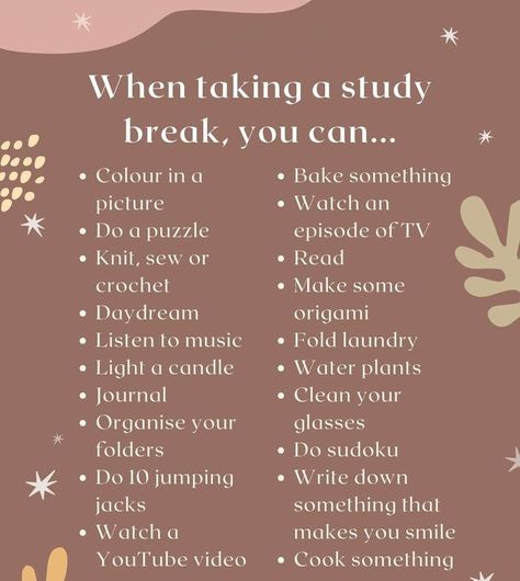 Study Break Ideas, Inspirational Quotes Study, At Home Diy Crafts, Healthy Study Snacks, Revision Motivation, Study Snacks, Motivation Help, Break Ideas, Activities Outdoor