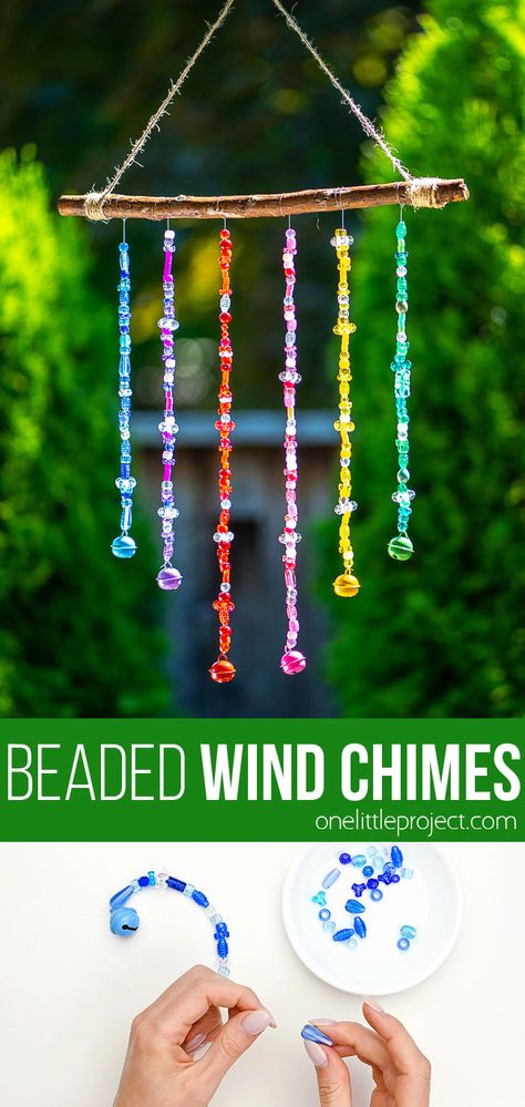 Beaded Wind Chimes, Summer Arts And Crafts, Beaded Diy, Babysitting Crafts, Summer Camp Activities, Summer Camp Crafts, Summer Fun For Kids, Summer Craft, Fun Summer Activities