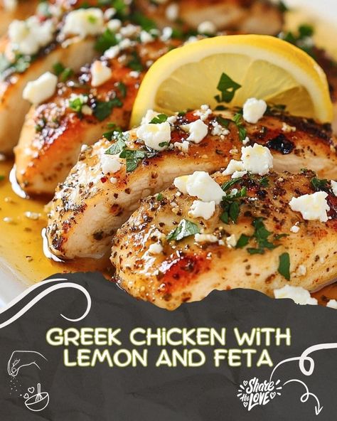 Zesty Greek Chicken with Lemon and Feta: A Flavorful Mediterranean Delight - LusciousRecipes Mediterranean Diet Chicken, Greek Chicken Breast, Luscious Recipes, Mediterranean Chicken Recipes, Baked Greek Chicken, Recipes Greek, Chicken With Lemon, Mediterranean Diet Recipes Dinners, Greek Chicken Recipes