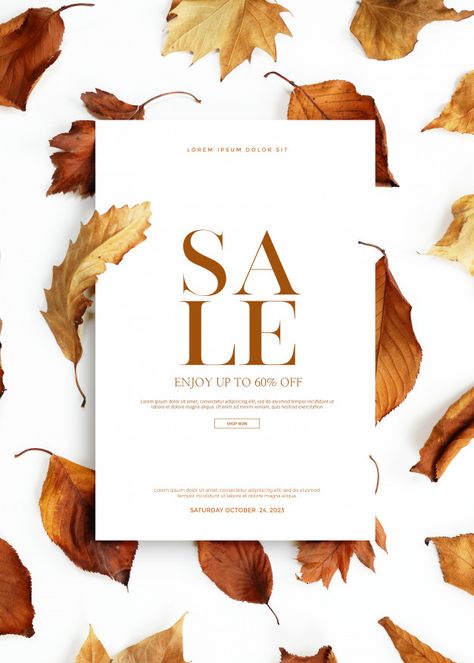 Fall Sale Poster, Fall Website Banner, Sale Flyer Design Ideas, Fall Email Design, Autumn Graphic Design, Sale Graphic Design, Fall Graphic Design, Cover Banner Design, Sale Poster Design