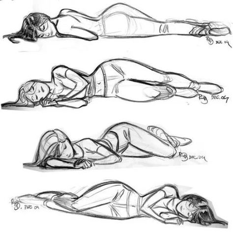 Diferente ways to draw a girl sleeping. Gesture Drawing, Drawing Hair, Drawing Woman, Výtvarné Reference, Siluete Umane, Body Sketches, Different Poses, Ideas Drawing, 캐릭터 드로잉