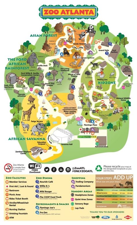 Atlanta Map, Zoo Atlanta, Zoo Map, Zoo Design, Zoo Architecture, Zoo Ideas, Zoo Park, Illustrated Maps, Animal Conservation