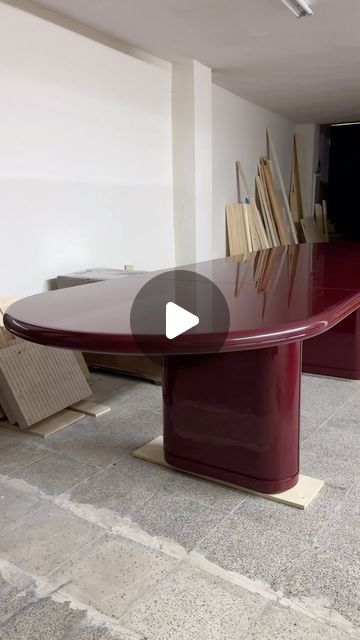 Buket Hoscan Bazman on Instagram: "Moon high glossy lacquer in burgundy 🔥 Available in custom sizing and different colors." Burgundy Dining Table, Burgundy Dining Room, Burgundy Furniture, Red Dining Table, Lacquered Furniture, Norway House, Burgundy Interior, Color Palette Living Room, Red Furniture