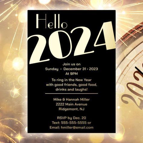 Potluck Invitation, New Years Eve Invitations, New Year's Eve Party, Foil Invitations, Holiday Party Invitations, Invitation Wording, New Year Card, New Year’s Eve, Year 2024