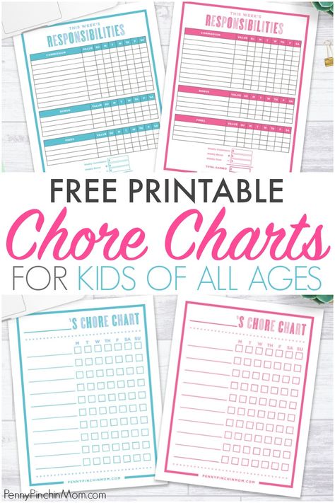 How to make a chore chart for kids with a free printable chore chart!  Download a list of chores by age, chore chart, and a responsiblity chart to get your kids started learning how to do their daily chores.      chore charts by age | chore charts for multiple kids | chore charts for kids | chore charts printable | age appropriate chore charts    #chorecharts #kidschores #responsibility #parentingtips #choreslist Chore Chart By Age, Chore Charts For Kids, 2024 Planning, Kids Chore Chart Printable, Reward System For Kids, Age Appropriate Chores For Kids, Free Printable Chore Charts, Kids Chores, Chore Chart For Kids