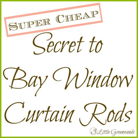 Bay Window Diy, Diy Bay Window Curtain Rod, Bay Window In Living Room, Bay Window Curtain Ideas, Homemade Curtain Rods, Diy Bay Window Curtains, Diy Bay Window, Bay Window Curtain Rods, Pipe Curtain Rods