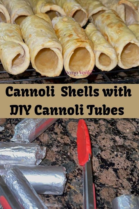 Cannoli Shells with Cannoli Tubes Diy Cannoli Tubes, Homemade Cannoli Shells, Conoli Recipe Shell, Cannoli Shells Easy, Canolli Shells Recipe Easy, Conoli Recipe, Cannoli Shell Recipe, Canolli Recipe, Canolis Recipe