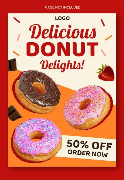 Sweets Poster Design, Sweet Poster Design, Food Discount Design, Snack Poster Design, Discount Design Ideas, Donut Poster Design, Poster Donat, Food Product Poster, Food Promotion Design