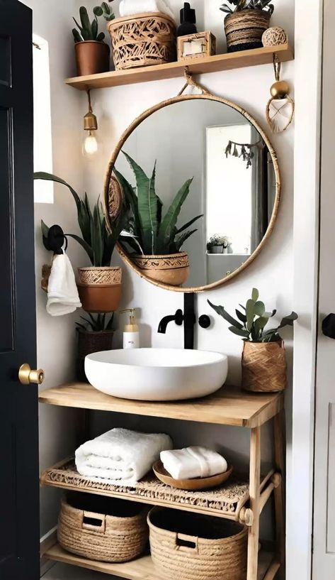 #bathroom #bathroomideas #bathroomremodel #bathroomdecorideas #boho #bohemian Drømme Bad, Boho Bathroom Ideas, Bohemian Bathroom, Boho Bathroom Decor, Toilet Room, Small Bathroom Ideas On A Budget, Small Bathroom Storage, Boho Bathroom, Bathroom Inspiration Decor