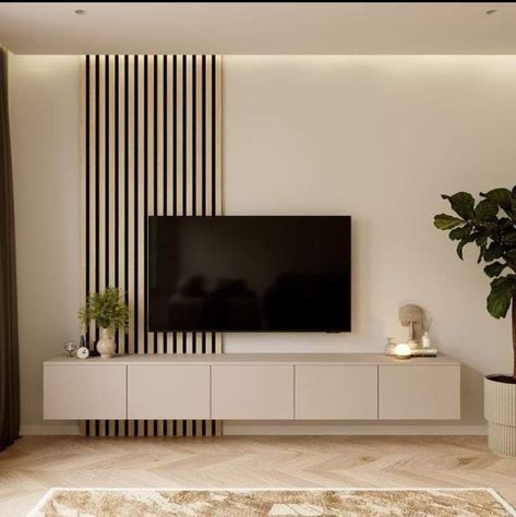 Simple Tv Unit Design, Tv Stand Decor Living Room, Tv Kastenwanden, Feature Wall Living Room, Apartment Living Room Design, Living Room Design Inspiration, Living Room Design Decor, Tv Decor, Home Design Living Room