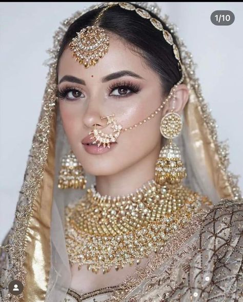 Desi Bridal Makeup, Jewellery For Bride, Indian Makeup Looks, Pakistani Makeup, Indian Wedding Makeup, Bridal Jewellery Set, Indian Bride Makeup, Bridal Jewellery Inspiration, Pakistani Bridal Makeup