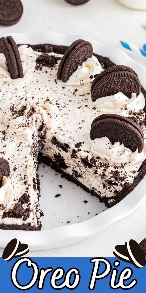 Oreo Ice Cream Pie, No Bake Oreo Pie, Oreo Cake Recipe, No Bake Oreo Dessert, Chocolate Oat Cookies, Ice Cream Pie Recipe, Oreo Filling, No Bake Chocolate Cheesecake, No Bake Blueberry Cheesecake