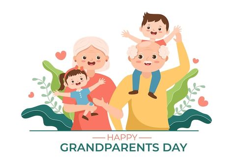 Happy grandparents day cute cartoon illu... | Premium Vector #Freepik #vector #very-old-granny #grandparents #grand-father #grandfather Happy Grandparents Day Image, Grandchildren Pictures, Grandparents Day Cards, 25th Wedding Anniversary Invitations, Cute Cartoon Illustration, Cartoon Grandma, Grand Father, Happy Grandparents Day, Engagement Invitation Cards