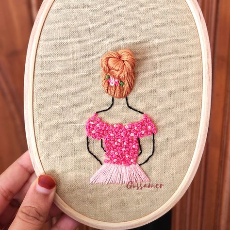 This High Bun Hair Embroidery Tutorial is available in my youtube channel "Embroidery by Gossamer"❤️ . . For more embroidery videos, Subscribe to my youtube channel ❤️ Embroidery Doll Designs, Hair Embroidery Tutorial, Doll Embroidery Design, Aari Motif, Embroidery Doll, Hair Embroidery, Doll Embroidery, High Bun Hair, Sketch Embroidery