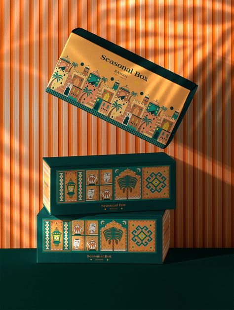 Rawan Stationery – seasonal box – Packaging Of The World Brown Box Packaging Design, Dates Packaging Design, Eid Packaging, Saudi Culture, Tea Branding, Cake Boxes Packaging, Eid Boxes, Packaging Presentation, Sweet Box Design