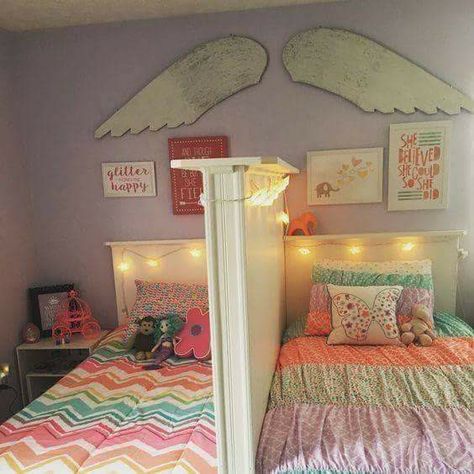 Wish I'd seen this back when my girls were little Kids Rooms Shared, Shared Girls Room, Kids Shared Bedroom, Shared Girls Bedroom, Shared Bedroom, Shared Room, Shared Bedrooms