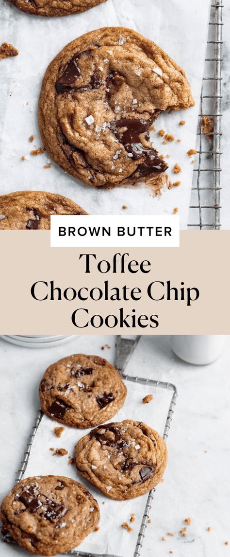 Brown Butter Toffee Chocolate Chip, Toffee Chocolate Chip Cookies, Toffee Chocolate, Milk Chocolate Chip Cookies, Toffee Cookies, Butter Toffee, Chocolate Toffee, Ginger Cookies, Brown Butter