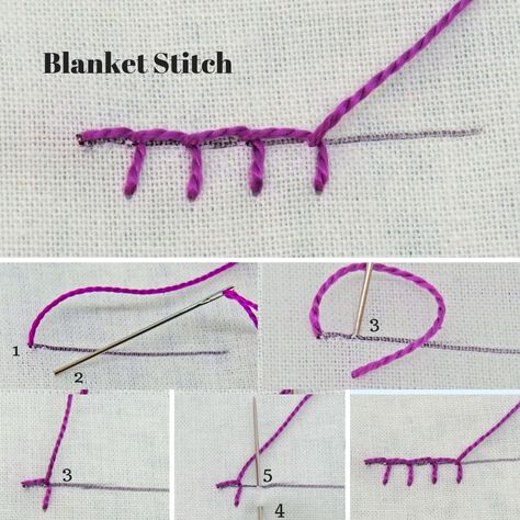 How to stitch a Blanket stitch for hand embroidery Sew Ins, Embroidery On Transparent Fabric, Hand Sewing Clothing, Basic Embroidery Stitches, Hand Embroidery Tutorial, Embroidery Stitches Tutorial, Pola Sulam, Techniques Couture, Sewing Stitches