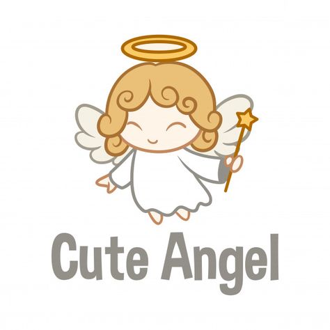 Cartoon cute angel character mascot logo Premium Vector | Premium Vector #Freepik #vector #logo #christmas #vintage #baby Angel Illustration Cute, Angel Cartoon, Angel Character, Angel Vector, Angel Illustration, Character Mascot, Drawing Lessons For Kids, Cute Angel, Baby Logo