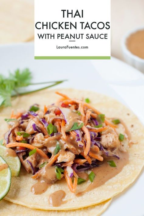 Taco Night Recipes, Slow Cooker Thai, Thai Chicken Lettuce Wraps, Slow Cooker Thai Chicken, Homemade Peanut Sauce, Crunchy Veggies, Real Food Snacks, Easy Taco Recipes, Thai Sauce