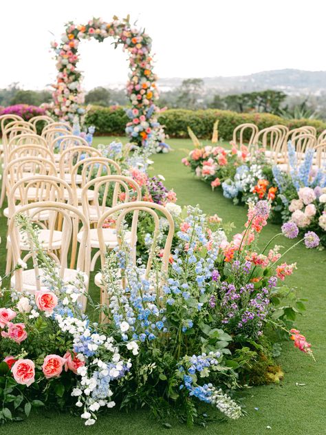 ever! Outside Wedding Flowers, Pastel Rustic Wedding, Spring Wedding Colorful, Garden Whimsical Wedding, Summer Wedding Wildflowers, Beach Wedding Colorful, Blue And Colorful Wedding, Outside Wedding Ceremony Ideas, Summer Pastel Wedding Colors