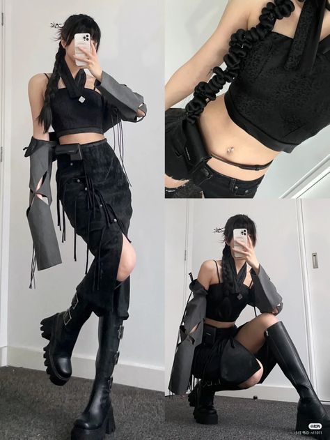 Cyberpunk Fashion Women, Cny Outfit, Japanese Fashion Aesthetic, Outfits Edgy, Alt Outfits, Futuristic Fashion, Edgy Outfits, Outfits Fashion, Stage Outfits