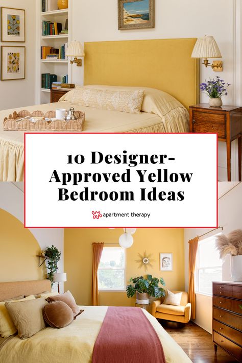 The following yellow bedroom ideas offer something for every style at any age that will make bringing this cheery color into your home as appealing as ever. Yellow And Wood Bedroom, Yellow Beige Bedroom Ideas, Yellow Bedroom Aesthetic Vintage, Yellow Guest Bedroom Ideas, Yellow Yoga Room, Yellow Carpet Bedroom, Yellow Wall Decor Bedroom, Yellow Bed Bedroom, Yellow Bedroom Ideas For Women