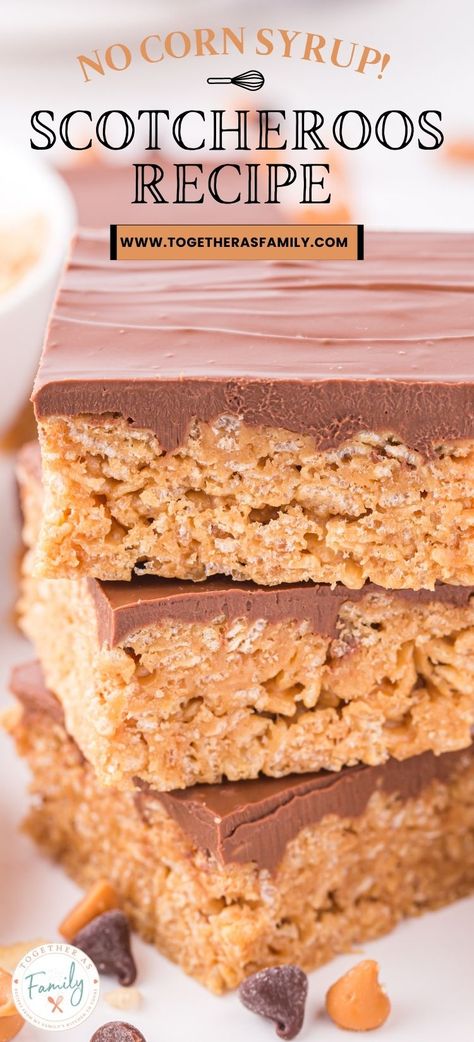 Scotcheroos No Corn Syrup, Honey Peanut Butter Scotcheroos, Healthy Butterscotch Recipes, Rice Krispie Scotcheroos Butterscotch Chips, Rice Crispy Scotcheroos, Scotcharoos Recipe Healthy, Scotcheroos Without Corn Syrup, Healthy Scotcheroos Recipe, Recipes With Corn Chips