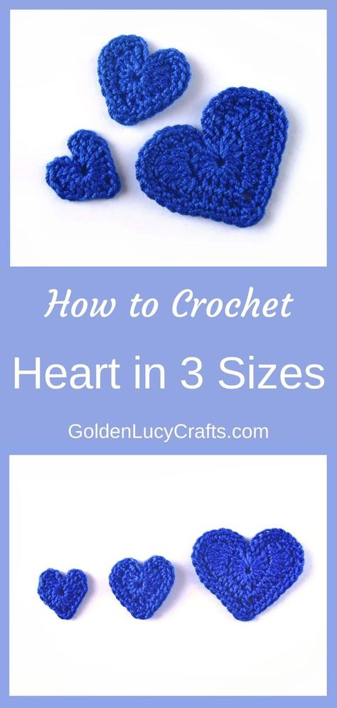 Crochet Heart Applique, Football Crochet, Crocheted Hearts, Hearts Crochet, Crochet Valentine Patterns, Crochet Applique Patterns Free, Heart Craft, Crochet Hearts, Heart Applique