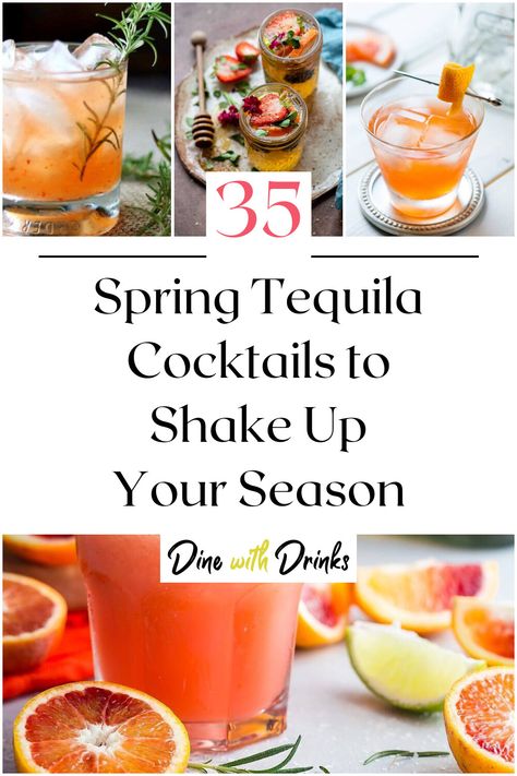 Collage of 4 spring tequila cocktails. Spring Cocktails, Tequila Cocktails, Backyard Bbq, Spring Has Sprung, Drink Up, Mixology, A Drink, Best Recipes, Cocktail Recipes