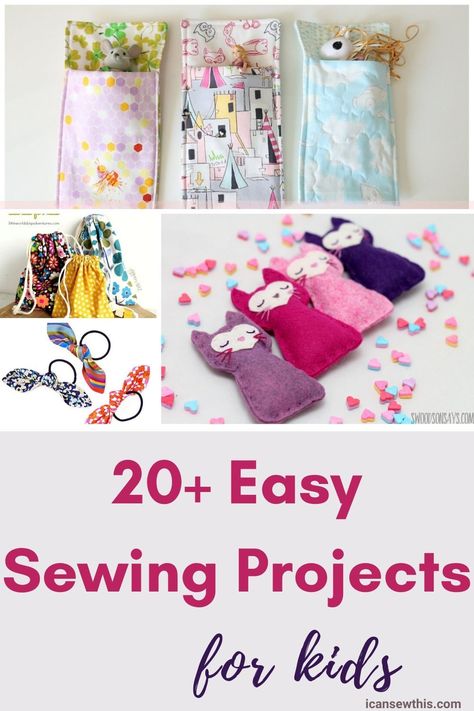 More than 20 easy sewing projects for kids, to keep them busy, entertained and learning. Sewing with your kids is fun and creates a sense of togetherness. Besides, you get to make cool stuff. If your kids want to learn how to sew, have a look at these ideas! #sewing #easyprojects #forkids #diy #sewingwithkids #learntosew Begginer Sewing Projects Simple, Sewing For Kids Beginning, My First Sewing Project, Easy Sewing Crafts For Kids, Easy Sewing Machine Projects For Kids, East Sewing Projects, Easy Sewing Crafts For Beginners, Kid Friendly Sewing Projects, Easy Kid Sewing Projects