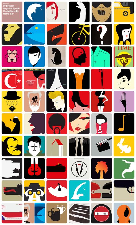 DIGITAL SYNOPSIS : 60 Brilliant Negative Space Illustrations By Noma Bar http://digitalsynopsis.com/design/negative-space-art-illustrations-noma-bar/ Negative Space Design Illustrations, Noma Bar Negative Space, Negative Space Poster, Negative Space Illustration, Negative And Positive Space Art Design, Noma Bar Illustration, Negative Space Typography Poster, Space Poster Design, Negative Space Artwork