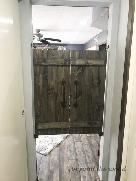 Beyond the Wood Swinging Barn doors, saloon style, DIY Saloon Doors For Laundry Room, Diy Saloon Doors How To Make, Swinging Kitchen Door Ideas, Cafe Doors Ideas, Swinging Saloon Doors Diy, Saloon Doors For Pantry, Salon Doors Swinging, Modern Saloon Doors, Saloon Style Doors