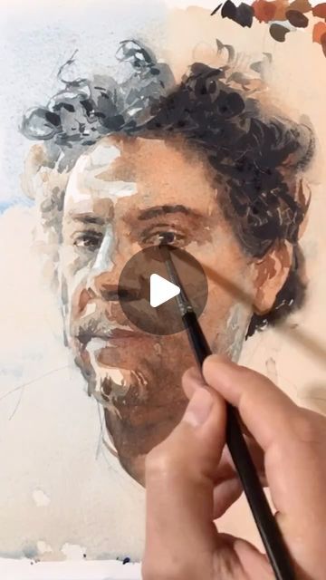 Portrait Watercolor Painting Tutorial, How To Paint Faces With Watercolor, Watercolour Portrait Faces Simple, Portraits In Watercolor, Watercolour Portraits Tutorial, Urban Watercolor Paintings, Human Painting Faces, Watercolor Paintings Portrait, Figure Painting Tutorial