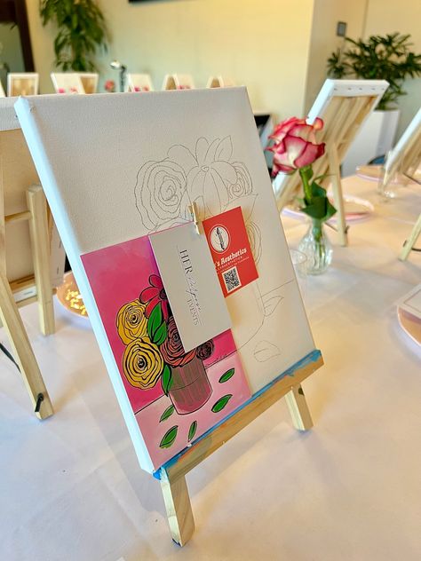 Sip And Paint Party Aesthetic, Mother’s Day Sip And Paint, Diy Paint And Sip Party Ideas, Christian Paint And Sip Ideas, Paint And Sip Hens Party, At Home Paint And Sip Party Ideas, Paint Party Set Up, Christian Paint Party Ideas, Sip And Paint Party Decorations