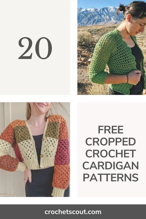 20 beautiful free patterns for cropped crochet cardigans. Crop Cardigan Crochet Pattern, Cropped Cardigan Crochet Pattern Free, Crochet Crop Cardigan Pattern Free, Crochet Cropped Cardigan Pattern Free, Crochet Cropped Cardigan Pattern, Cropped Cardigan Crochet, Crochet Crop Cardigan, Cropped Crochet Cardigan, Crop Jacket Pattern