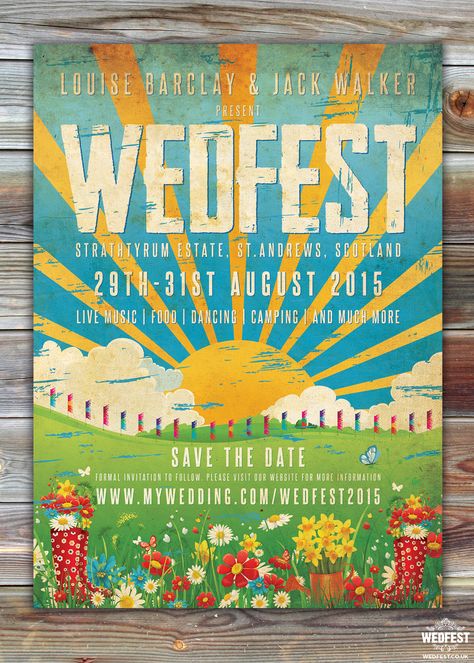 Wedfest Poster Wedding save the dates http://www.wedfest.co/wedding-save-the-date-cards/ Wedding Fest, Safe The Date, Festival Style Wedding, Festival Themed Wedding, Festival Theme, Hippie Wedding, Wedding Invitations Boho, Date Cards, Formal Invitation