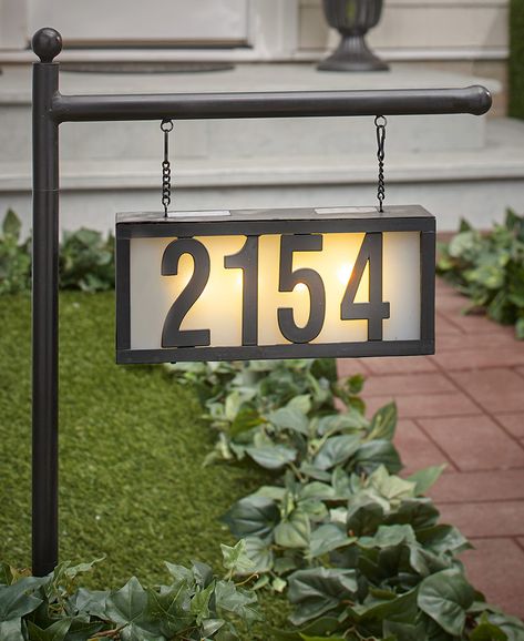 Solar House Number Display Stakes Diy House Number Sign, House Number Ideas Outdoor, Oak Knoll, Solar House Numbers, House Numbers Diy, Number Ideas, Led House, Exterior Signage, House Number Plaque