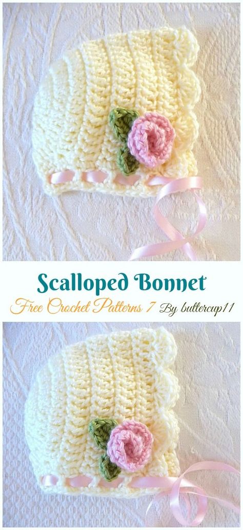 Baby Bonnet Hat Free Crochet Patterns | Crochet baby hat patterns, Baby bonnet crochet pattern, Crochet baby hats free pattern Baby Bonnet Crochet Pattern, Baby Hat Free Pattern, Col Crochet, Pola Topi, Crochet Baby Bonnet, Crochet Baby Hat Patterns, Crocheted Hats, Baby Hat Patterns, Crochet Hat Free