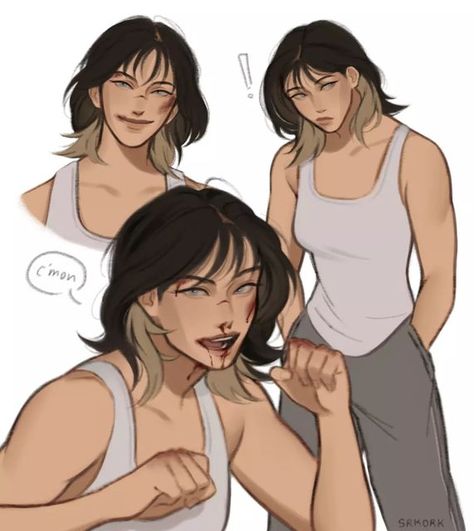 Female Oc Art Brown Hair, Masc Pose Reference Drawing, Beat Up Face Reference Drawing, Pfp Character Art, Post Reference Drawing, Faces Reference Drawing, Beat Up Reference, Cool Oc Art, Cute Face Art