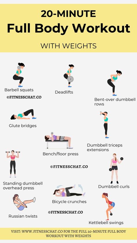 20-Minute Full Body Workout with Weights Weights Workout At Home, 21 Day Workout Challenge For Beginners, 10 Minute Weight Workout, Free Weight Full Body Workout, 20 Minute Workout With Weights, 20 Min Dumbell Workout, Simple Bodyweight Workout, 20 Minute Gym Workout, 15 Minute Dumbbell Workout