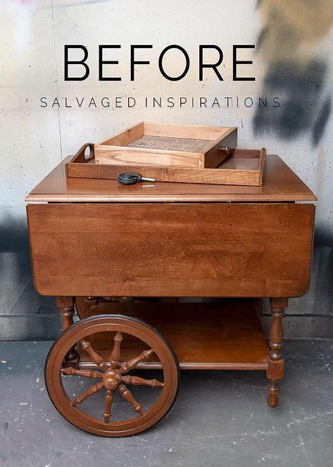 Tea Cart Ideas Decor, Painted Tea Cart Ideas, Old Bar Cart Makeover, Silk Mineral Painted Furniture, Tea Cart Decor, Painted Tea Carts, Teacarts Makeover, Vintage Tea Cart Makeover, Tea Carts Makeover Vintage