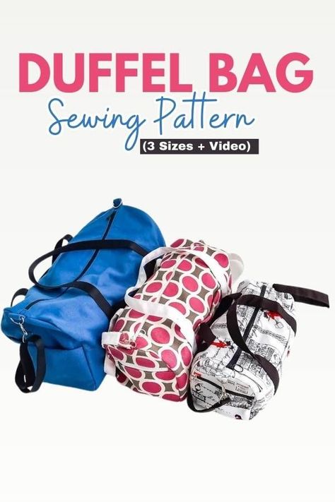 Duffel bag sewing pattern in three different sizes plus video. This duffle bag pattern is ideal for a carry all bag to sew, a gym bag, or a weekend bag sewing pattern in the larger size. The smaller bag is ideal for a purse to sew. The video sewalong tutorial means you won't purt a stitch wrong when sewing with bag pattern collection. SewModernBags Free Duffle Bag Patterns To Sew, Gym Bag Diy Pattern, Sew A Gym Bag, Diy Duffel Bag Pattern, Quilted Duffel Bag Pattern, Free Duffle Bag Pattern, Small Duffel Bag Pattern, Free Duffel Bag Sewing Pattern, Gym Bag Pattern Free