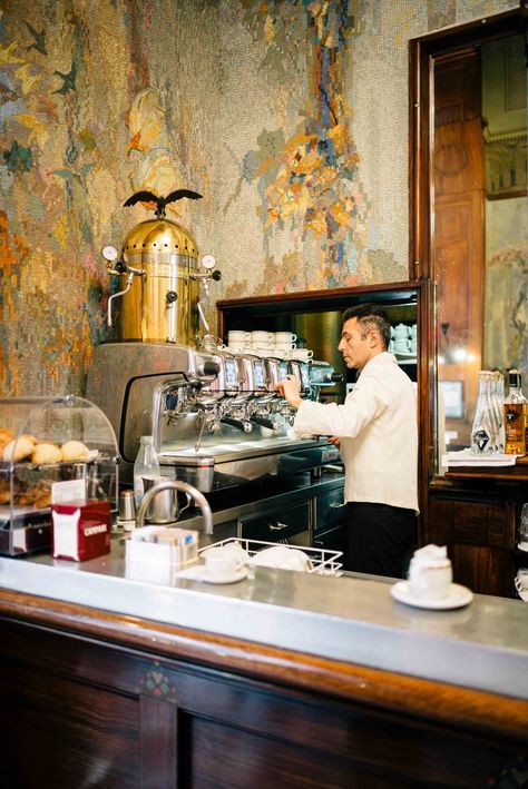 Get a coffee in the morning at the Camparino Bar across from the cathedral in Milan, The Taste SF  #travel #italy #milan #shopping #vacation #espresso Café Cubano, Milan Travel, Italian Bar, Italy Coffee, Coffee Bar Design, Italian Cafe, Coffee In The Morning, Cities In Italy, Home Coffee Bar