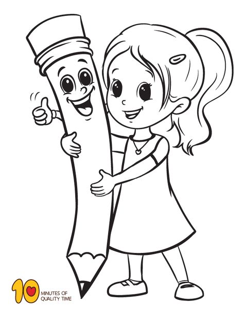 Pencil Coloring Page, Pencil Coloring, Reading Coloring Pages For Kids, My School Coloring Pages, Preschool Back To School Coloring Pages, School Drawing, Back To School Coloring Pages, School Supply Coloring Page, Boy Coloring