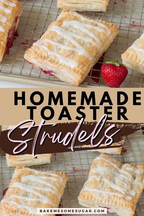 Homemade Toaster Strudel Freezer, Cinnamon Toaster Strudel, Toaster Strudel Recipe Puff Pastry, Strawberry Strudel Puff Pastries, Strawberry Cream Cheese Toaster Strudel, Strawberry Cream Cheese Strudel, Puff Pastry Toaster Strudel, What To Do With Pastry Dough, Home Made Toaster Strudel