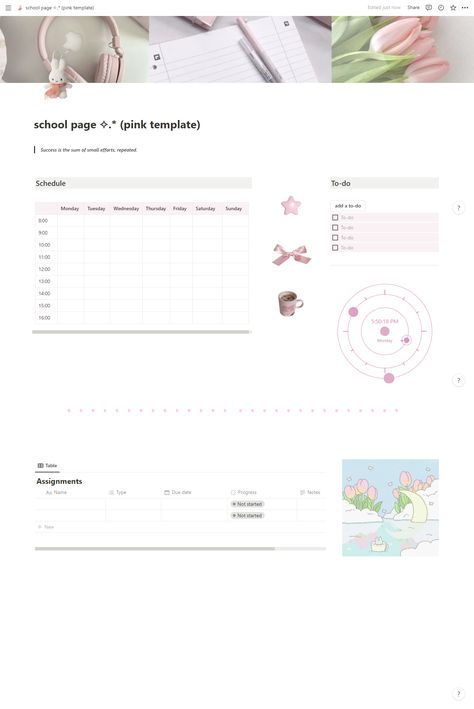 Phone Notion Template Ideas, Pink School Notion Template, Notion School Planner Template, Notion Cover For School, Notion Template School Aesthetic, Notion Ipad Template, Free Pink Notion Template, Aesthetic Notion Template School, Notion Ideas Aesthetic For Students